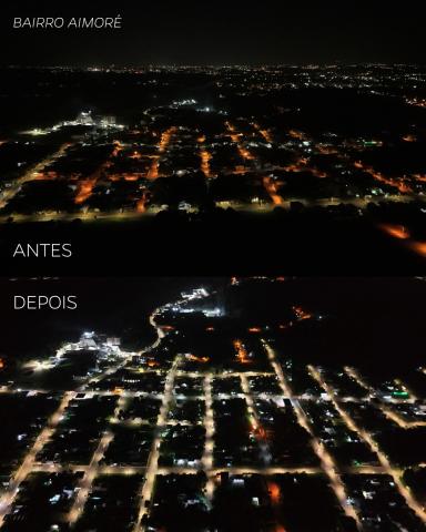 Antes e depois dá a dimensão do impacto da substituição das lâmpadas